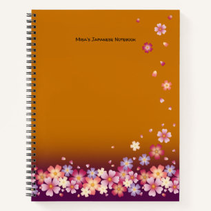 Carnet Sakura Blossoms Gold Custom Student Hiragana