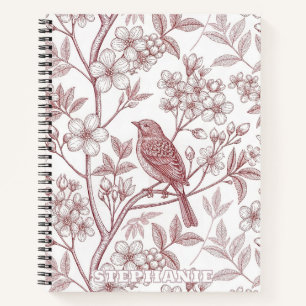 Carnet Sakura Cerisier Fleur & Oiseau Esthétique Vintage