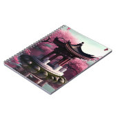 Carnet Sakura Cherry Blossom Garden Shrine Pond Japonais (Côté gauche)