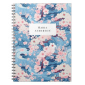 Carnet Sakura Floral Wavy Lines Monogramme (Devant)