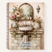 Carnet Salle de bain florale shabby chic (Devant)