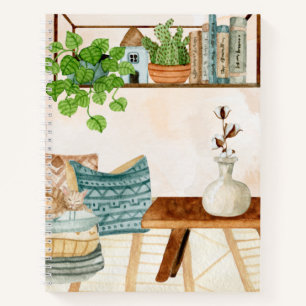 Carnet Salon bohème cosy Art aquarelle