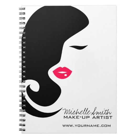 Carnet Salon de beauté noir minimaliste femme Silhouette (Devant)