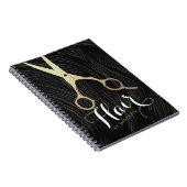 Carnet Salon des cheveux coiffeur ciseaux d'or noir moder (Côté Droit)