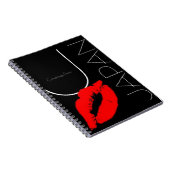 Carnet Salutations du Japon Rouge Lipstick Kiss noir (Côté Droit)
