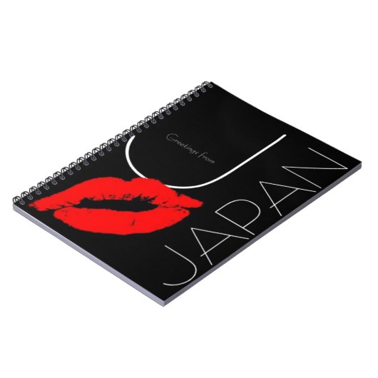 Carnet Salutations du Japon Rouge Lipstick Kiss noir (Côté gauche)