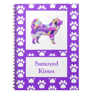 Carnet Samoyé Chien Silhouette Paw Purple PY&B