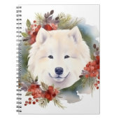 Carnet Samoyed Christmas Wreath Festive Pup (Devant)