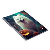 Carnet Samoyède d'Halloween avec citrouilles effrayant (Côté Droit)