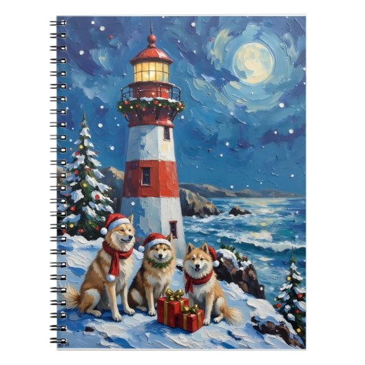 Carnet Samoyède Phare de Noël Vacances (Devant)