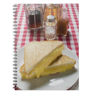 Carnet Sandwichs au fromage grillé sur assiette, vinaigre
