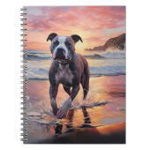 Carnet Sandy American Staffordshire Dog on Beach Sunset (Devant)