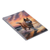 Carnet Sandy Paws Akita Chien sur le coucher du soleil de (Côté Droit)