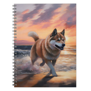 Carnet Sandy Paws Akita Chien sur le coucher du soleil de