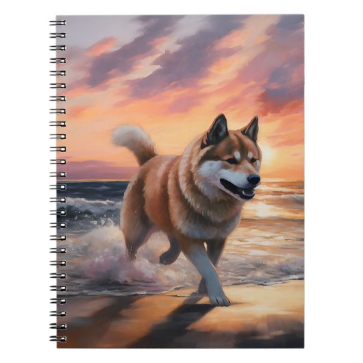 Carnet Sandy Paws Akita Chien sur le coucher du soleil de (Devant)