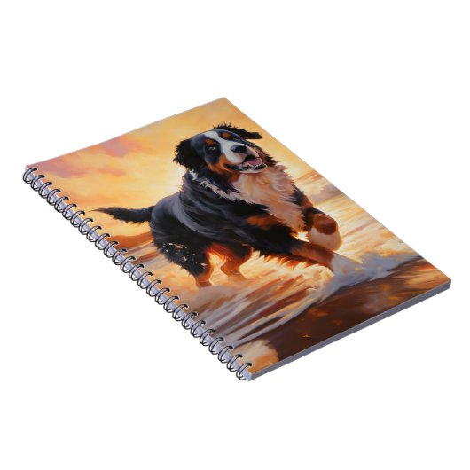 Carnet Sandy Paws Bernese Mountain Dog on Beach Sunset (Côté Droit)