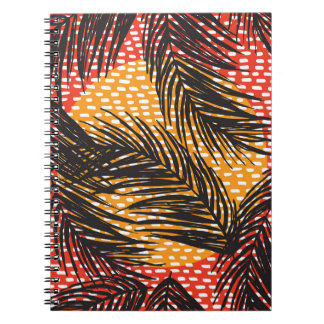 Carnet Sans couture avec feuilles de palmiers noirs et co