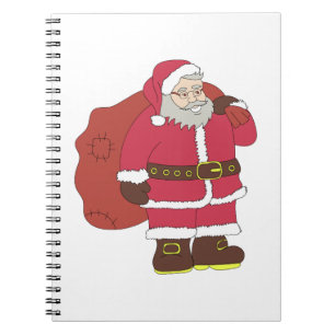 Carnet Santa Claus en rouge avec sac cadeau et lunettes