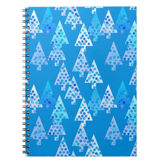Carnet Sapins de Noël à fleurs modernes - bleu céruléen (Devant)
