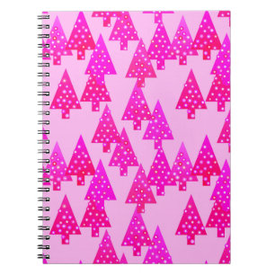 Carnet Sapins de Noël aux fleurs modernes - rose fuchsia