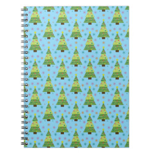Carnet Sapins de Noël et flocons de neige en motif répéti