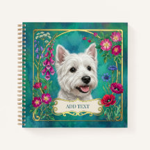 Carnet sarcelle personnalisé pour chien West Highl