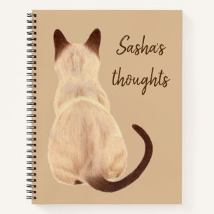 Carnet Sasha Siamese Chat assis en arrière Vue Kitty Cust