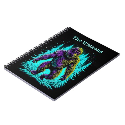 Carnet Sasquatch Bigfoot en Turquoise et noir Personnalis (Côté gauche)
