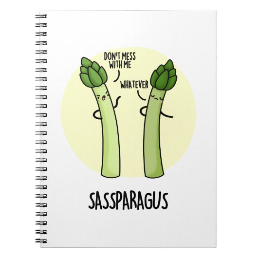 Carnet Sassparagus Asperge Mignonne Végétal PUn (Devant)