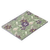Carnet sauge prune violet plumes lilas fleurs motif (Côté gauche)