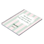 Carnet Sauge rose vert inspiré citation écriture (Côté gauche)