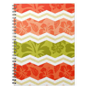 Carnet Saumon, Coral, Orange et Motif tropical vert