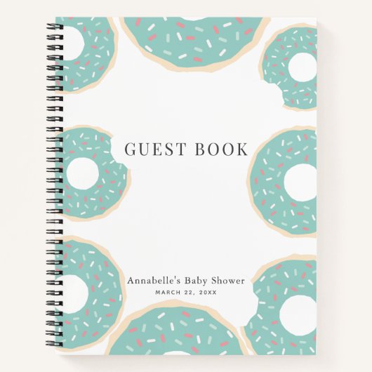 Carnet Saupoudrer de Baby shower de beigne verte (Devant)