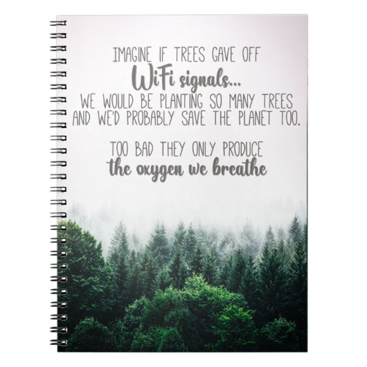 Carnet Sauvez l'oxygène des arbres avec une image de forê (Devant)