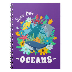 Carnet Sauvez nos océans Fleur Baleine Conception Colorée