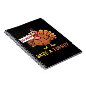 Carnet Sauvez Une Turquie Mange Pizza Drôle Thanksgiving (Côté Droit)