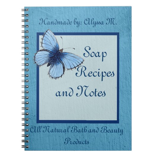 Carnet Savon fait main de papillon bleu (Devant)