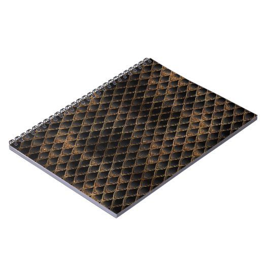 Carnet Scales Dragon Parties scintillant Noir & Or Chimme (Côté gauche)