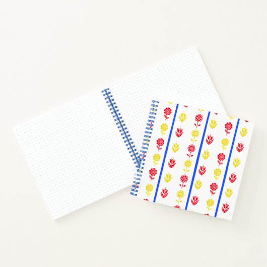 Carnet Scandi Rouge Jaune Fleur Bleu Bleu Stripe Journa (Intérieur)