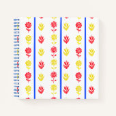 Carnet Scandi Rouge Jaune Fleur Bleu Bleu Stripe Journa (Devant)
