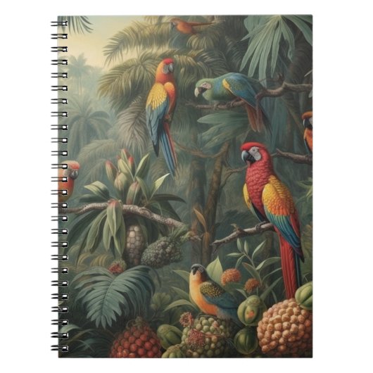 Carnet Scène botanique de perroquets et ananas (Devant)