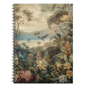 Carnet Scène botanique vintage oiseaux fleurs au paradis