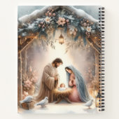 Carnet Scène de la Nativité rustique avec fleurs d'hiver (Dos)
