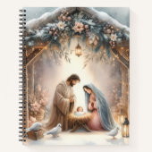 Carnet Scène de la Nativité rustique avec fleurs d'hiver (Devant)