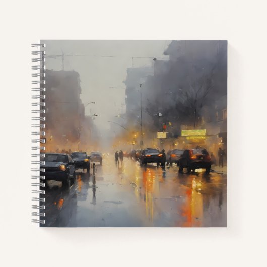 Carnet Scène de pluie du soir en ville (Devant)