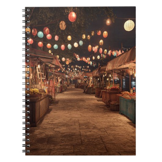 Carnet Scène De Rue Du Marché De Nuit Lumineuse (Devant)