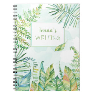 Carnet Scène Feuille d'aquarelle tropicale