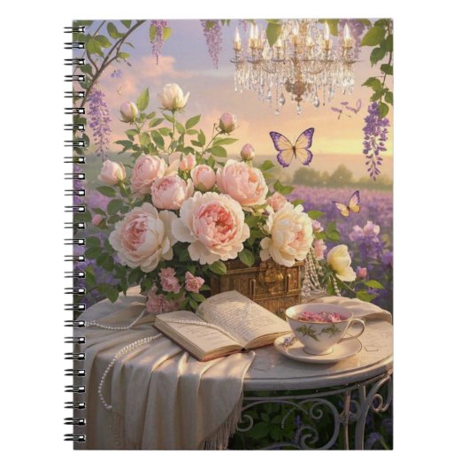 Carnet Scène rêvée et douce d'une somptueuse, Florale (Devant)