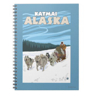 Carnet Scène Sledding de chien - Katmai, Alaska