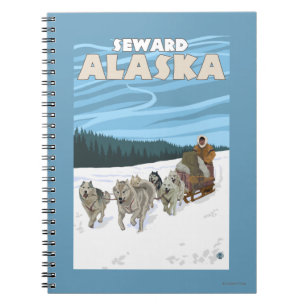 Carnet Scène Sledding de chien - Seward, Alaska